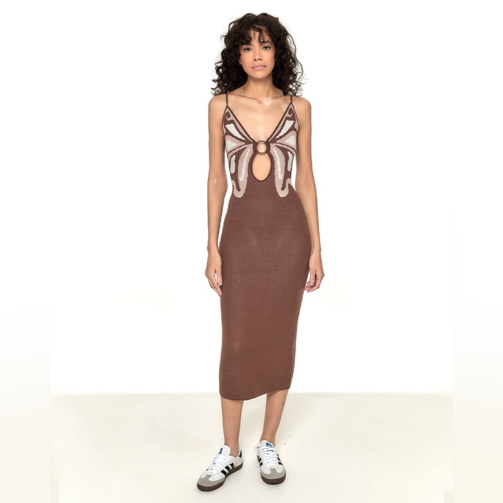 Another Girl Brown Butterfly Knit Mini Dress Brand New with Tags.